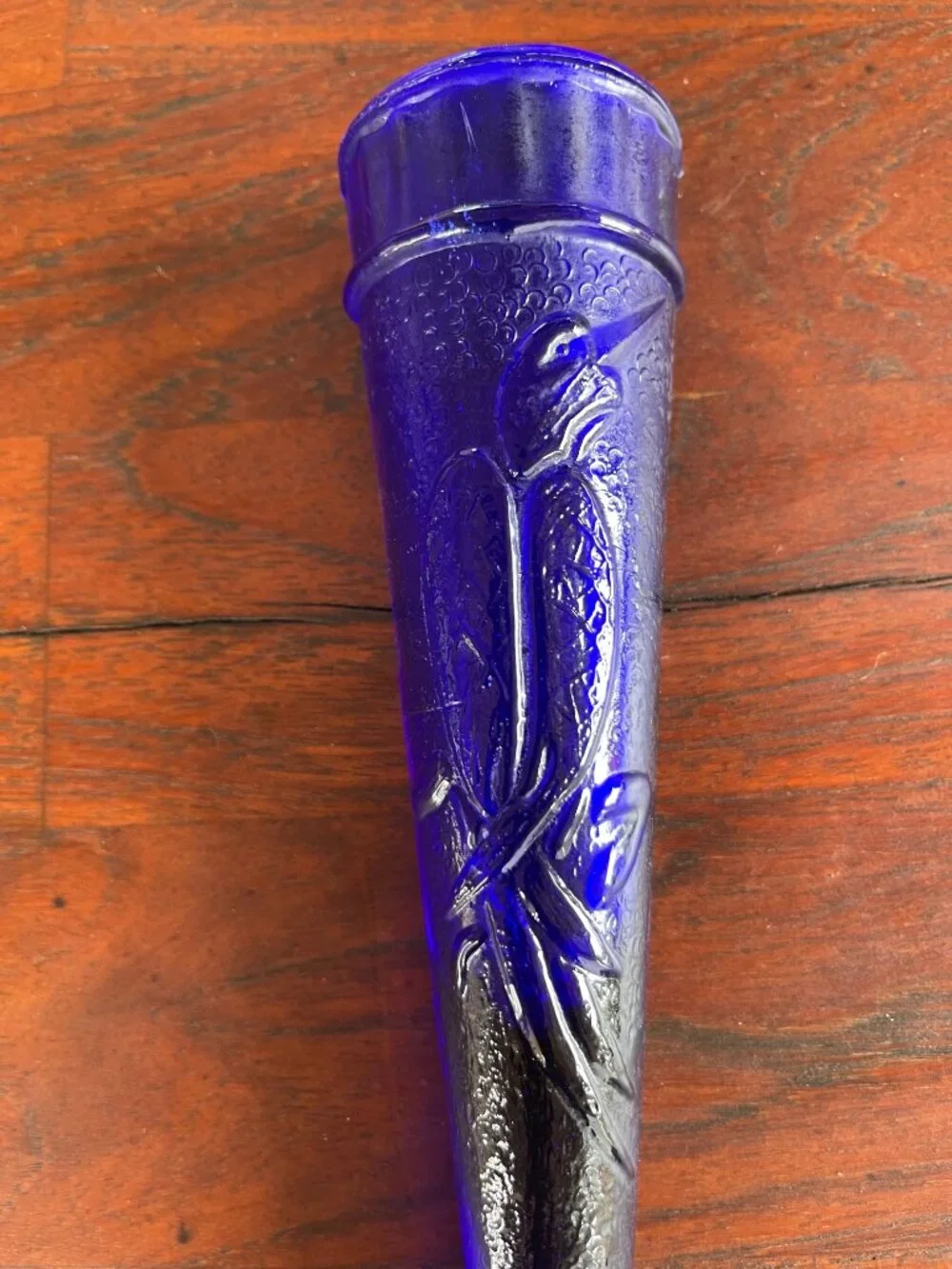 Art Deco Cobalt Blue Depression Dugan Glass Company Automobile Wall Pocket